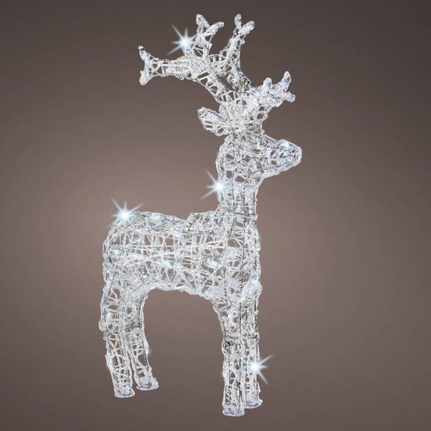 Kerstverlichting LED figuren voor buiten rendier 60 cm met 50 lampjes koel/helder wit - kerstverlichting figuur