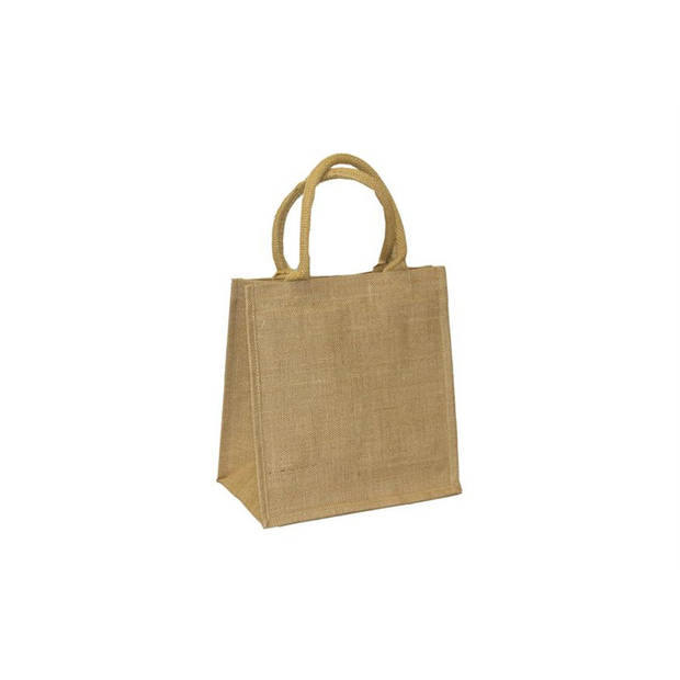 1x Jute boodschappentassen/strandtassen/draagtassen met vakverdeling 29 x 27 cm naturel - Boodschappentassen