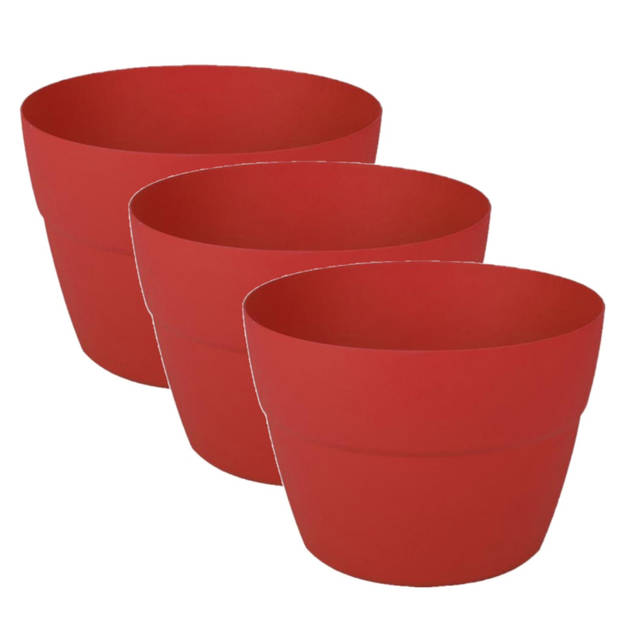 Balkon plantenpot/bloempot kunststof rood D30 x H21 cm - Plantenpotten