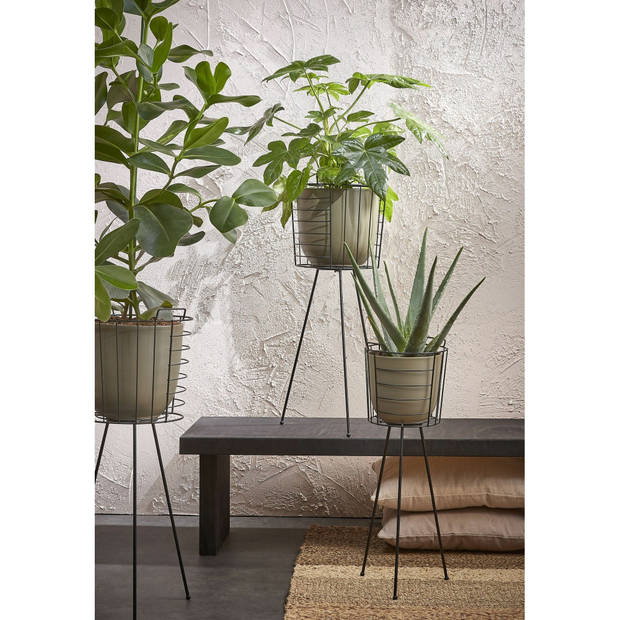 Mica Decorations Bloempot - groen - mat - keramiek - 22 x 20 cm - Plantenpotten