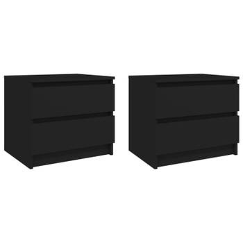 vidaXL Nachtkastjes 2 st 50x39x43,5 cm bewerkt hout zwart