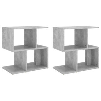 vidaXL Nachtkastjes 2 st 50x30x51,5 cm bewerkt hout betongrijs