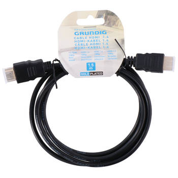 Grundig HDMI Kabel - 1.4 - Zwart - 1.5 Meter - 4K Resolutie - met Ethernet - (Ultra)HDTV - 3D