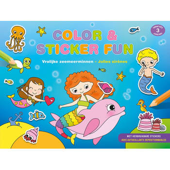 Deltas kleur- en stickerboek Fun junior 28 x 24 cm oranje