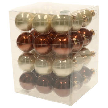 72x stuks glazen kerstballen natuurtinten (opal natural) 6 cm mat/glans - Kerstbal