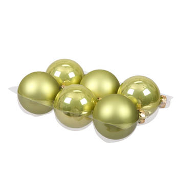 Othmar Decorations Kerstballen - 6x st - salie groen - 8 cm - glas - Kerstbal