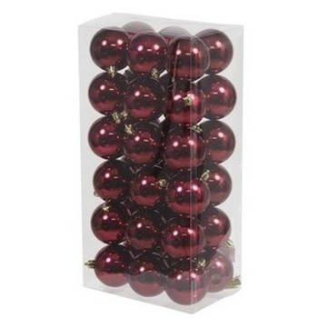 36x Kunststof kerstballen glanzend bordeaux rood 6 cm kerstboom versiering/decoratie - Kerstbal