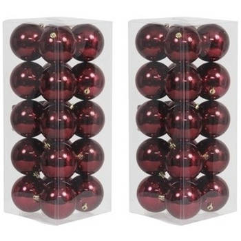 40x Kunststof kerstballen glanzend bordeaux rood 8 cm kerstboom versiering/decoratie - Kerstbal