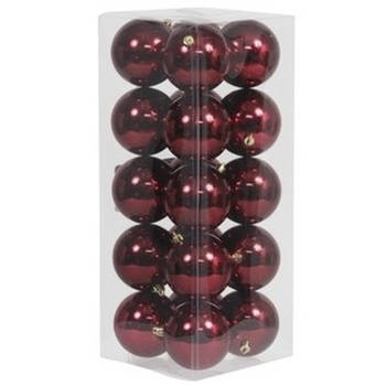 20x Kunststof kerstballen glanzend bordeaux rood 8 cm kerstboom versiering/decoratie - Kerstbal