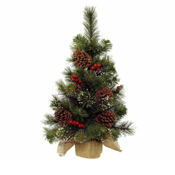 Kunstboom/kunst kerstboom met kerstversiering 45 cm - Kunstkerstboom