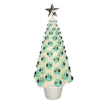 Kunstkerstboom compleet met lichtjes en ballen groen 50 cm - Kunstkerstboom