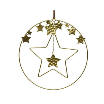 Decoris Kerstdecoratie cirkle met steren dia25cm goud