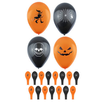 Set van 12x stuks Halloween ballonnen met print 23 cm - Ballonnen