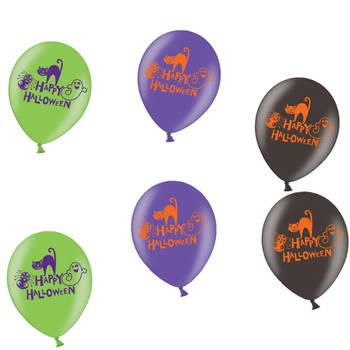 Halloween - Set van 6x stuks Halloween ballonnen met print 27,5 cm - Ballonnen