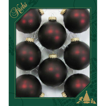 24x stuks glazen kerstballen 7 cm chocolade bruin/rood - Kerstbal