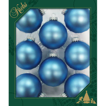 16x stuks glazen kerstballen 7 cm alpine velvet blauw - Kerstbal