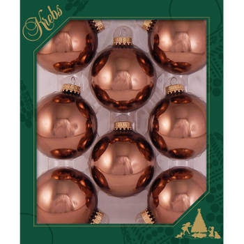 8x stuks glazen kerstballen 7 cm acacia bruin - Kerstbal