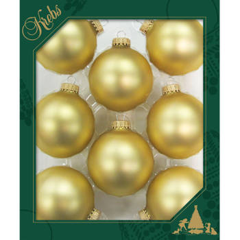 16x stuks glazen kerstballen 7 cm chiffon goud - Kerstbal