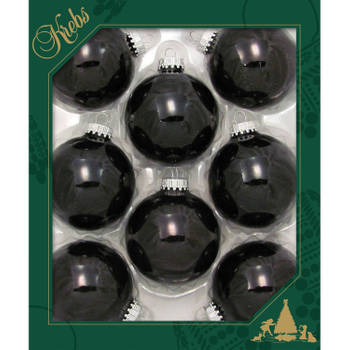 8x stuks glazen kerstballen 7 cm ebony zwart glans - Kerstbal