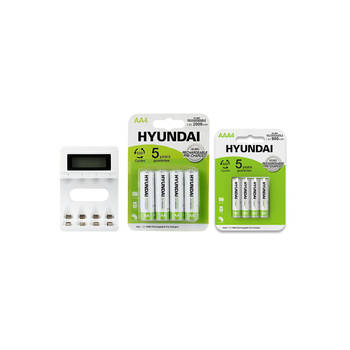 Hyundai Batteries - Batterij snel-oplader - met 4x AA en 4x AAA Batterijen