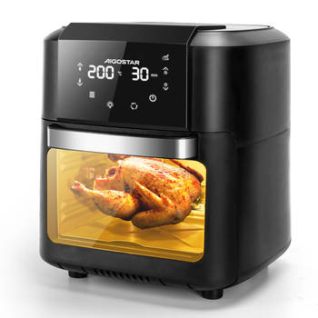 Aigostar Owen 30YVM- Airfryer oven - Hetelucht friteuse - 6 Accessoires -12 Liter - 8 programma's- Zwart