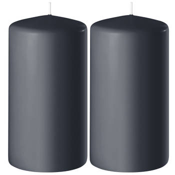 2x Kaarsen antraciet grijs 6 x 12 cm 45 branduren sfeerkaarsen - Stompkaarsen