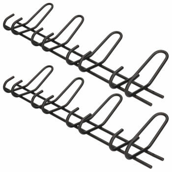 2x Zwarte garderobekapstokken / jashaken / wandkapstokken metalen kapstok met 4x dubbele brede haak 16 x 53 cm - Kapstok