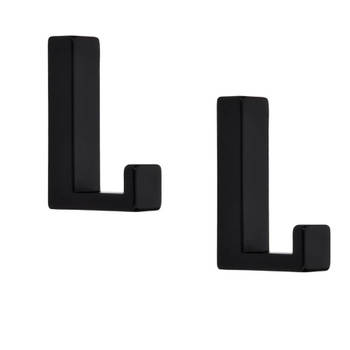 3x Moderne zwarte garderobe haakjes / jashaken / kapstokhaakjes metaal enkele haak 4 x 6,1 cm - Kapstokhaken
