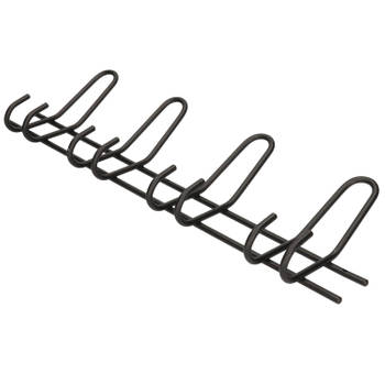 1x Zwarte garderobekapstokken / jashaken / wandkapstokken metalen kapstok met 4x dubbele brede haak 16 x 53 cm - Kapstok
