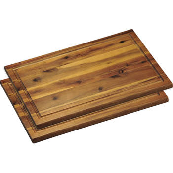 2x Rechthoekige acacia houten snijplanken 26 x 40 cm - Snijplanken