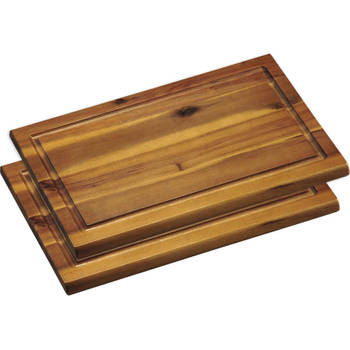 2x Rechthoekige acacia houten snijplanken 21 x 32 cm - Snijplanken