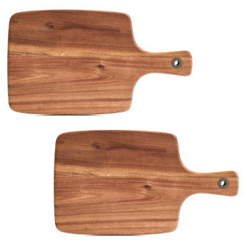 2x Rechthoekige acacia houten snij/serveerplanken 32 cm - Snijplanken