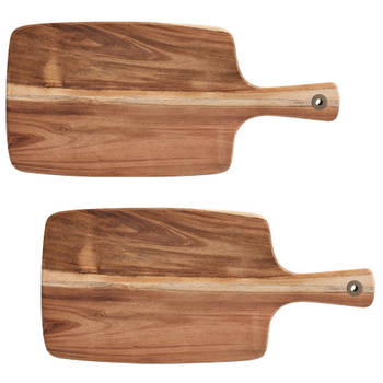 2x Rechthoekige acacia houten snij/serveerplanken 42 cm - Snijplanken