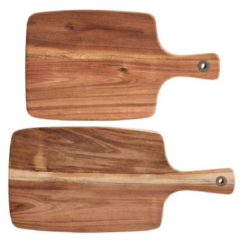 2x Rechthoekige acacia houten snij/serveerplanken 32/42 cm - Snijplanken