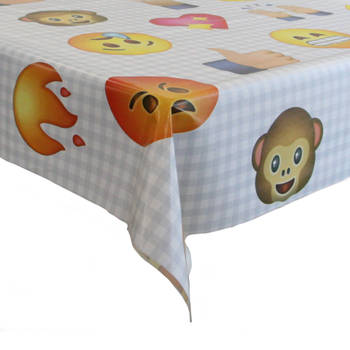 Tafelzeil/tafelkleed met emoji print 140 x 250 cm - Tafelzeilen