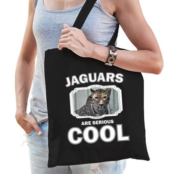 Katoenen tasje jaguars are serious cool zwart - jaguars/ gevlekte jaguar cadeau tas - Feest Boodschappentassen