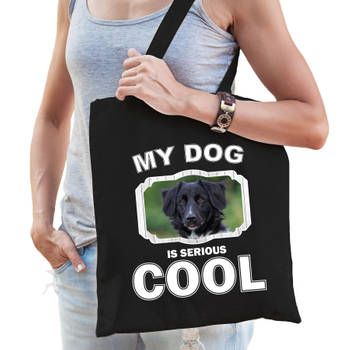 Katoenen tasje my dog is serious cool zwart - Friese stabij honden cadeau tas - Feest Boodschappentassen