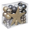 Feeric Christmas Kerstballen - 43x- piek - champagne/blauw/grijs - 3-6 cm - kunststof - Kerstbal