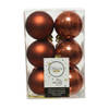 12x stuks kunststof kerstballen terra bruin 6 cm glans/mat - Kerstbal