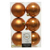 6x stuks kunststof kerstballen cognac bruin (amber) 8 cm glans/mat - Kerstbal