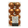 Decoris kleine kerstballen - 16x st - cognac bruin - 4 cm - kunststof - Kerstbal