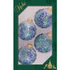 12x stuks luxe glazen kerstballen 7 cm transparant met blauwe glitters - Kerstbal