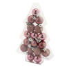 17x stuks kleine kunststof kerstballen roze 3 cm mat/glans/glitter - Kerstbal