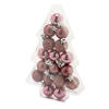 Cosy & Trendy Kerstballen - 17 stuks - kunststof - roze - mat-glans-glitter - 3 cm - Kerstbal