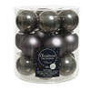 18x stuks kleine glazen kerstballen antraciet (warm grey) 4 cm mat/glans - Kerstbal