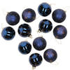 12x stuks luxe gedecoreerde glazen kerstballen blauw 6 cm - Kerstbal