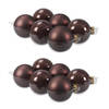 12x stuks glazen kerstballen donkerbruin (chestnut) 8 cm mat/glans - Kerstbal