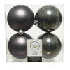 4x stuks kunststof kerstballen antraciet (warm grey) 10 cm glans/mat - Kerstbal