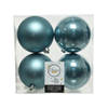 4x stuks kunststof kerstballen ijsblauw (blue dawn) 10 cm glans/mat - Kerstbal