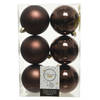 6x Kunststof kerstballen glanzend/mat donkerbruin 8 cm kerstboom versiering/decoratie - Kerstbal